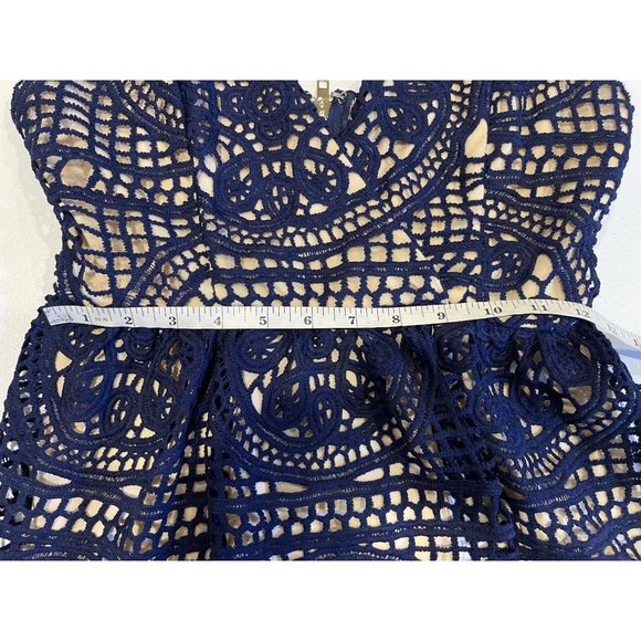 Akira Women Label Lace Up Mini Dress Navy V Neck Backless Adjustable Straps Sz S - Picture 7 of 10